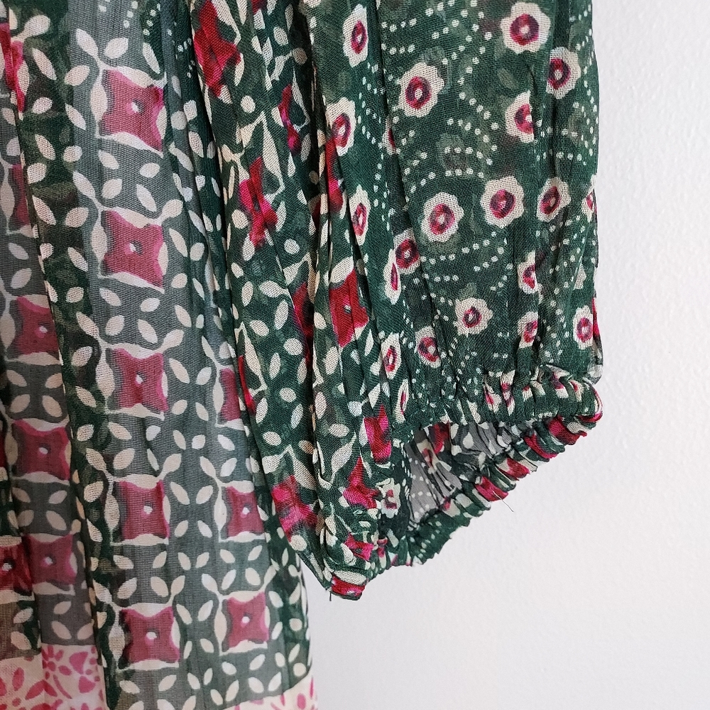 Anthropologie Riannon Print Long Sleeve Smocked Dress Size XS - Picture 6 of 12